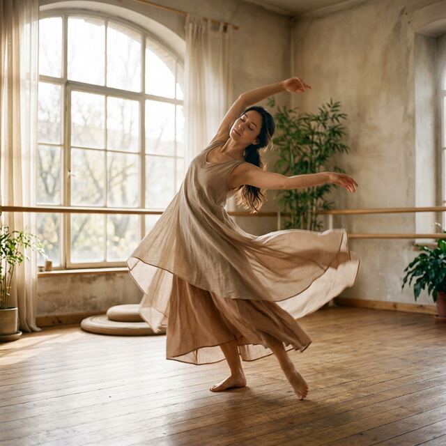 Dancer in a meditative flow state during movement
