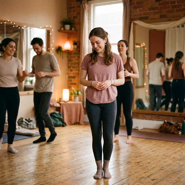 Introverted person enjoying a welcoming dance class environment