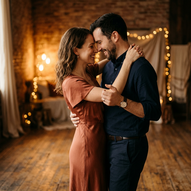 Happy couple strengthening their bond through dance in Montreal