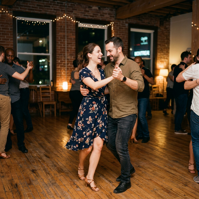 Couple taking dancing classes together in Montreal