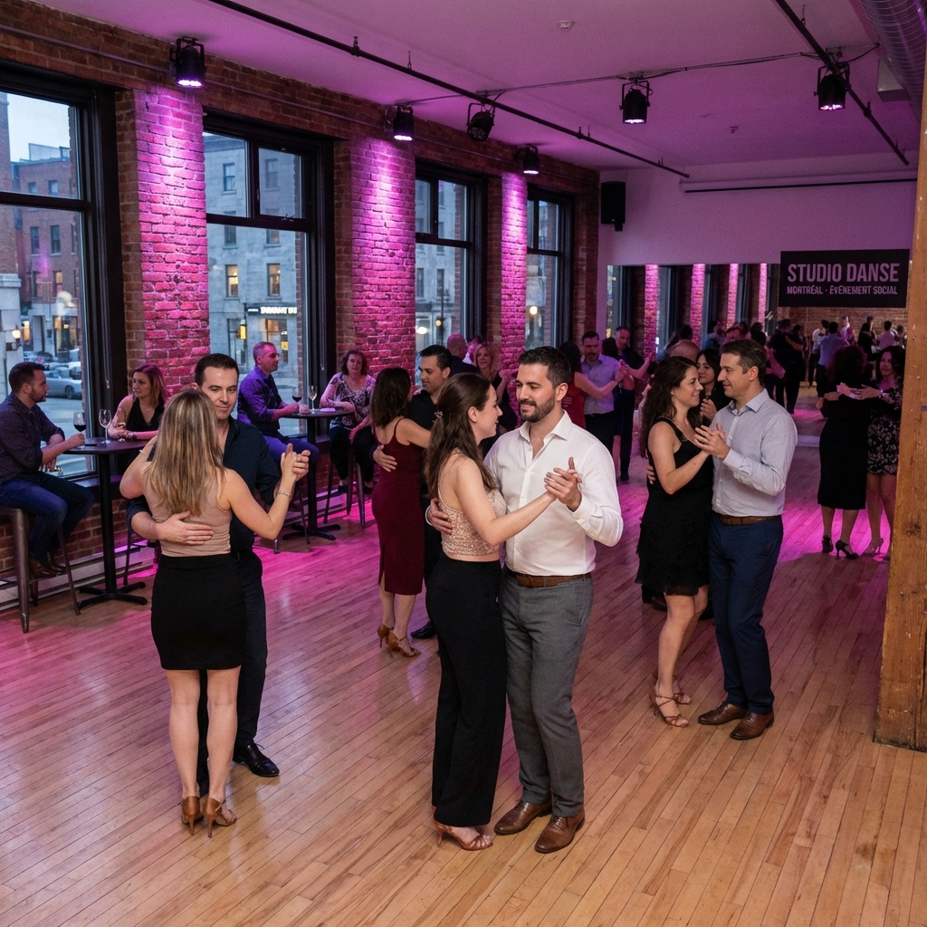 Social dance floor etiquette with couples dancing