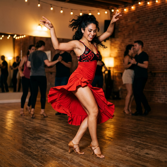 Dancer demonstrating proper hip movement in Latin dance