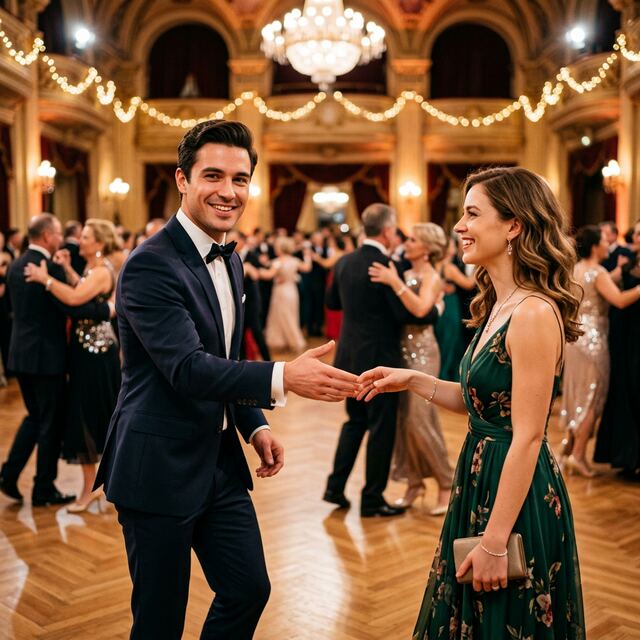 Person confidently asking someone to dance at a social event