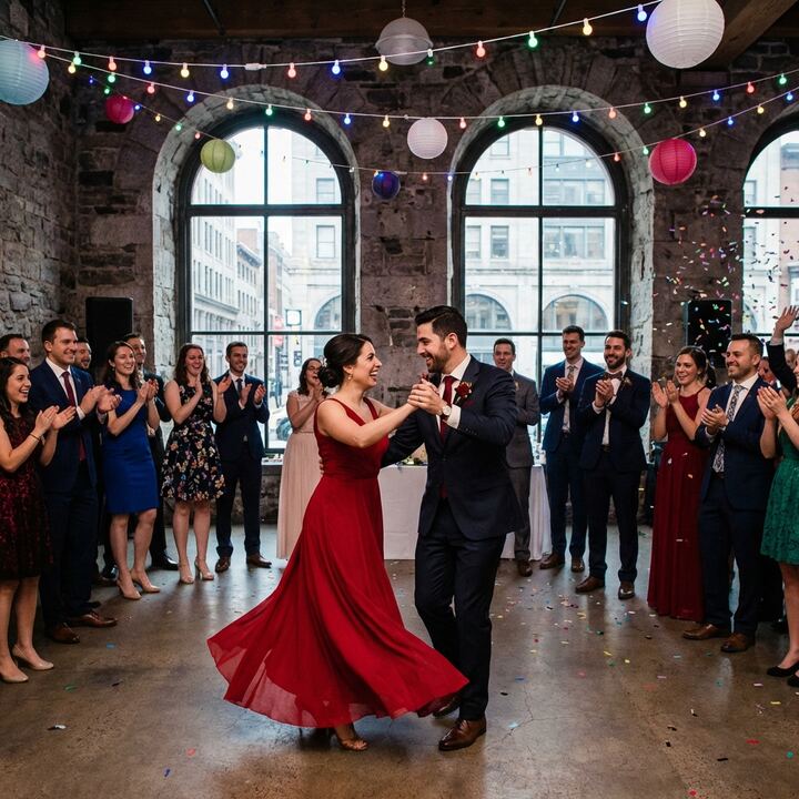 Couple performing Latin salsa dance at Montreal wedding