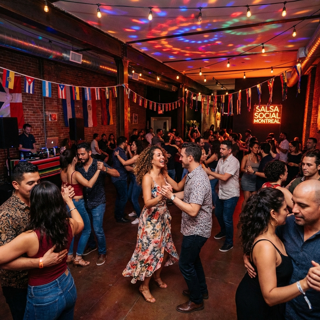 Vibrant salsa social night in Montreal