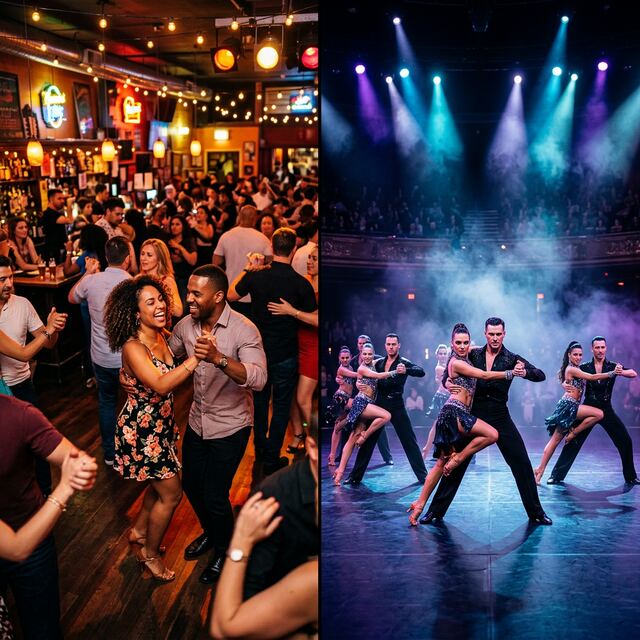 Social dancing compared with choreographed routines
